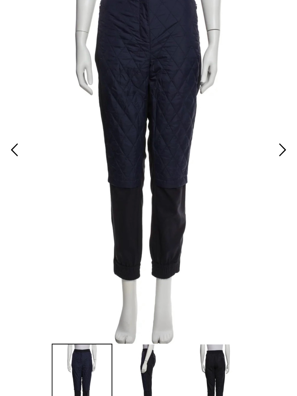 Tibi Quilted Navy Overlayer Skinny Jumpsuit Pants